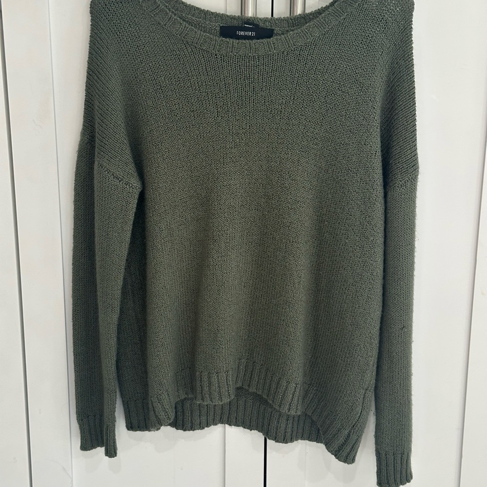 Forever 21 Olive Crew Neck Sweater
